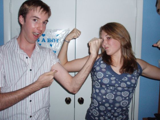 Daniel and Brittany flex
Daniel and Brittany rehashing the classic flexing pose
