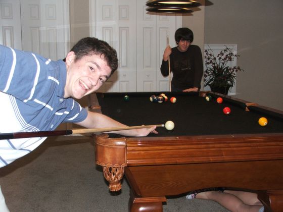 Nathan and James playing pool
