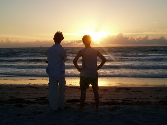 Michael and Stevie at sunrise
This was taken at sunrise on our beach party day
