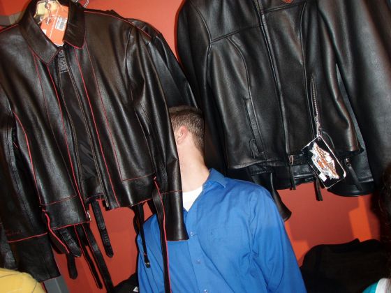 They smell good mannn
Ben just stuffed his face into the jackets and stayed there at the Harley Davidson store
