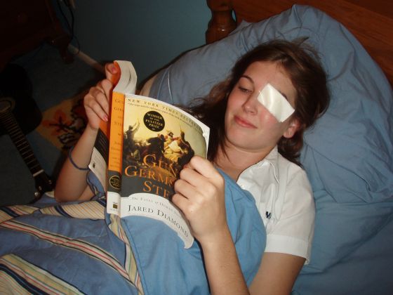 Dedication
Brittany reading Guns, Germs, and Steel with any eyepatch on (I mean why would that stop her?)
