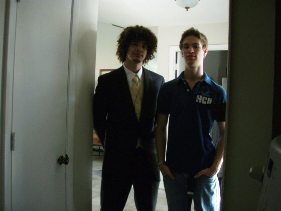 Michael and Jayce dressy
Jayce in his tux before prom and me in just a regular destroyed polo
