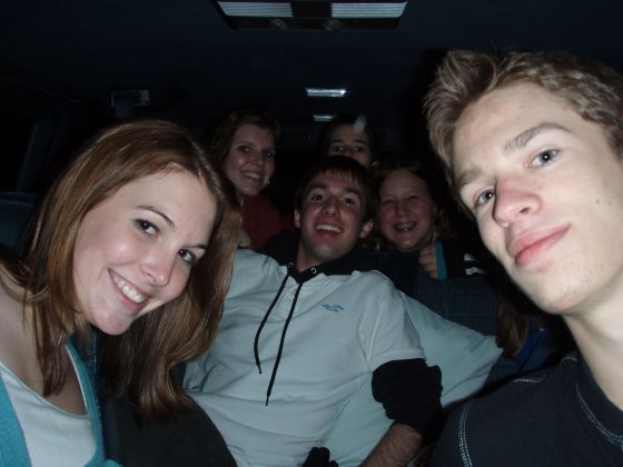 Bussin it!
A ton of my friends in the back of my van headed from the skating rink to Wendy's: Me, Brittany H, Daniel, my sister, Brittany P, Ally, and David
