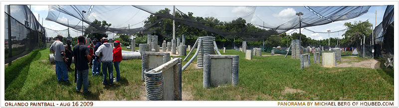 Orlando Paintball field panorama
Our group at the outside field setting up for our first match at Orlando Paintball
