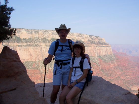 The hikers
My parents pose on a rock just under the rim of the Grand Canyon
