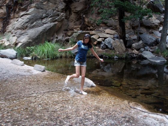 Michelle in the stream
Bored of driving, we decided to check out the scenery
