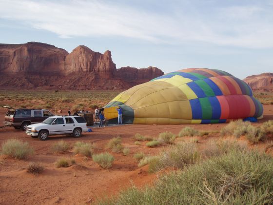 Hot air balloon filling up
