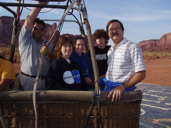 My family in the hot air balloon
My family getting ready to take our airborne tour of Monument Valley
