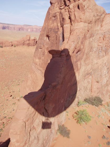 Shadow cut-off
The shadow of our hot air balloon high over Monument Valley
