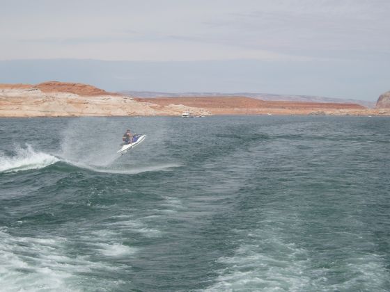 Lake Powell Jet Skiers
Jet Skiers who were riding the wakes of our boat on Lake Powell
