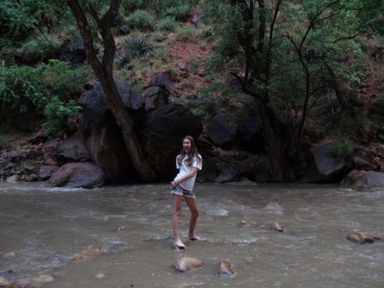 Michelle on the river
Michelle in the Zion canyon river

