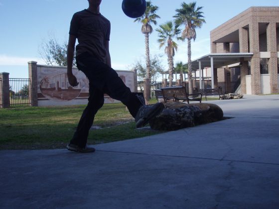 Craig kicking ball
