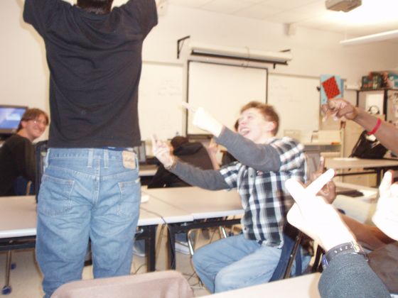 Flicking off Tony
We got the entire class to flick this kid off. Heh welcome to public school. Btw the teacher was in the room.
