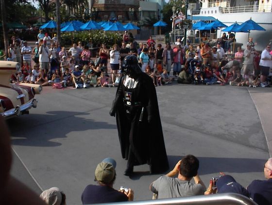 Vader in parade
I saw Vader hanging out, down the street, doing the same old thing, he did last week, not a thing to do, but Force choke you, WE'RE ALL ALL RIGHT, WE'RE ALL ALL RIGHT, WE'RE ALL ALL RIGHT!!!!! I LOVE SKYWALKER RANCH!!!!!!!!
