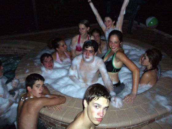 Ladies hot tub
