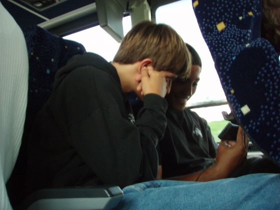Nathan and Oscar zune
Nathan and Oscar watching Family Guy on the way to retreat on the bus

