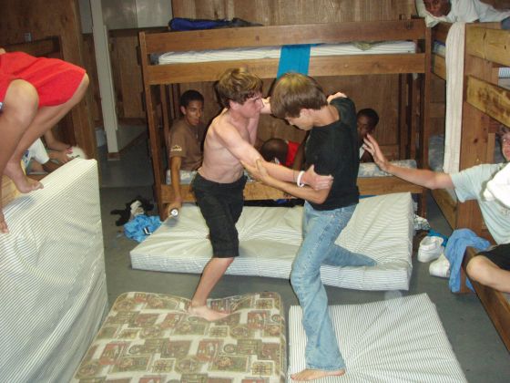Nathan and Zach wrestling
